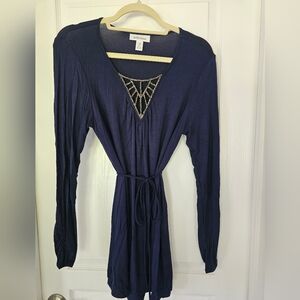Motherhood Blue Sequined V-Neck Blouse